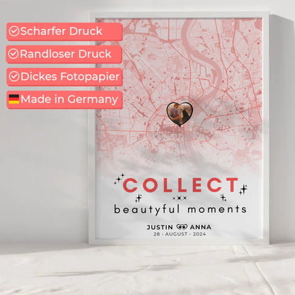 Stadtkarten Poster für Paare Roserot Wo Alles Begann