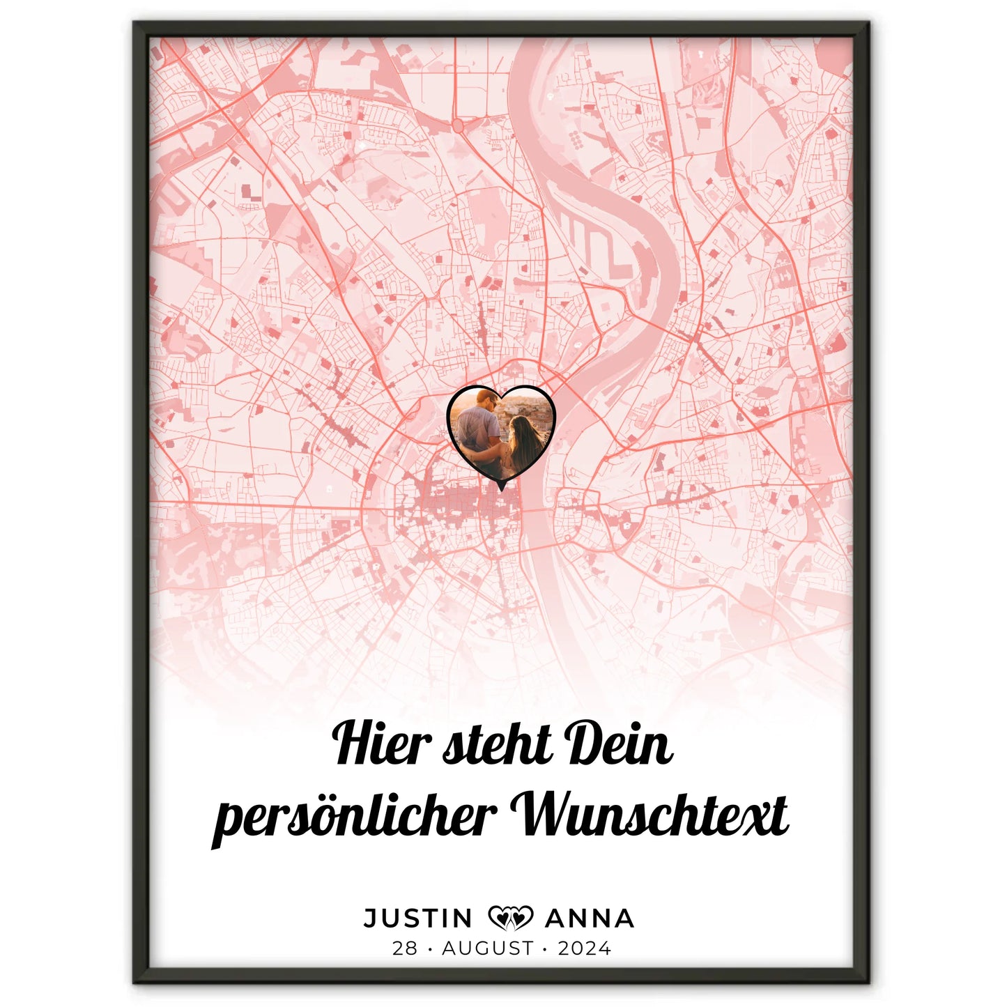 Personalisiert Stadtkarten Poster Paare Wunschtext Real Love Storys Never End