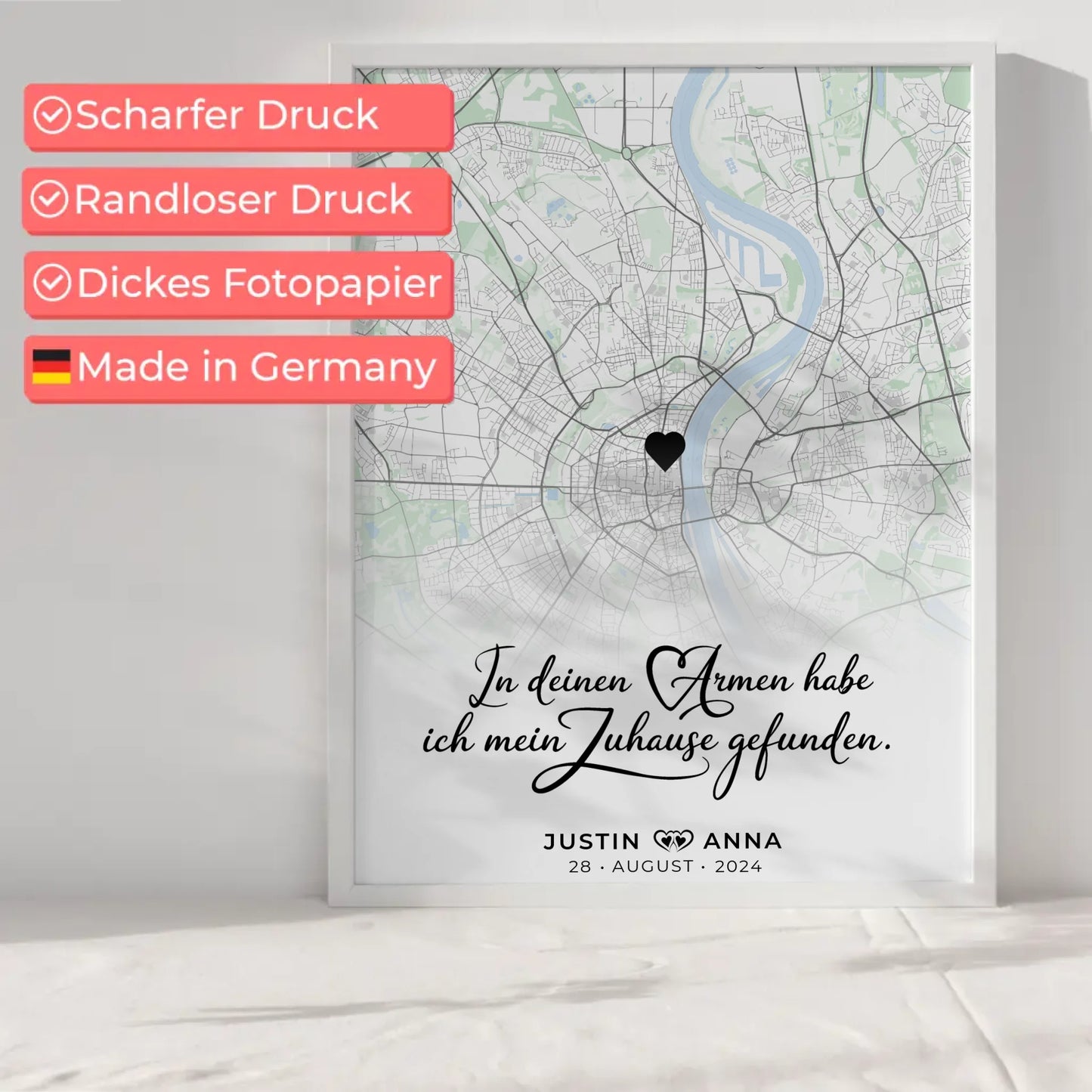 Personalisiert Stadtkarten Poster Paare In Deinen Armen Habe Ich Mein Zuhause Gefunden Natur Wo Alles Begann