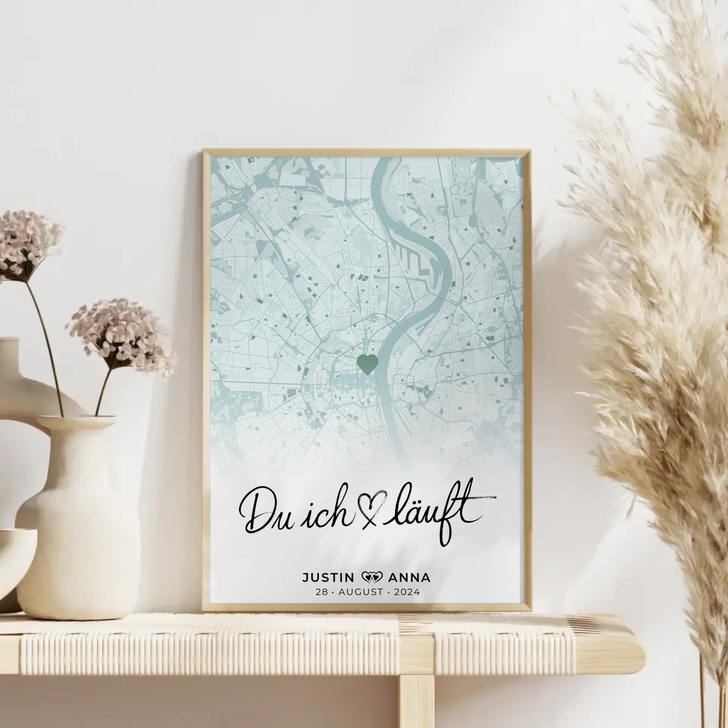 Personalisiertes Stadtkarten Poster Paare Du Ich Läuft Mintgrün Wo Alles Begann