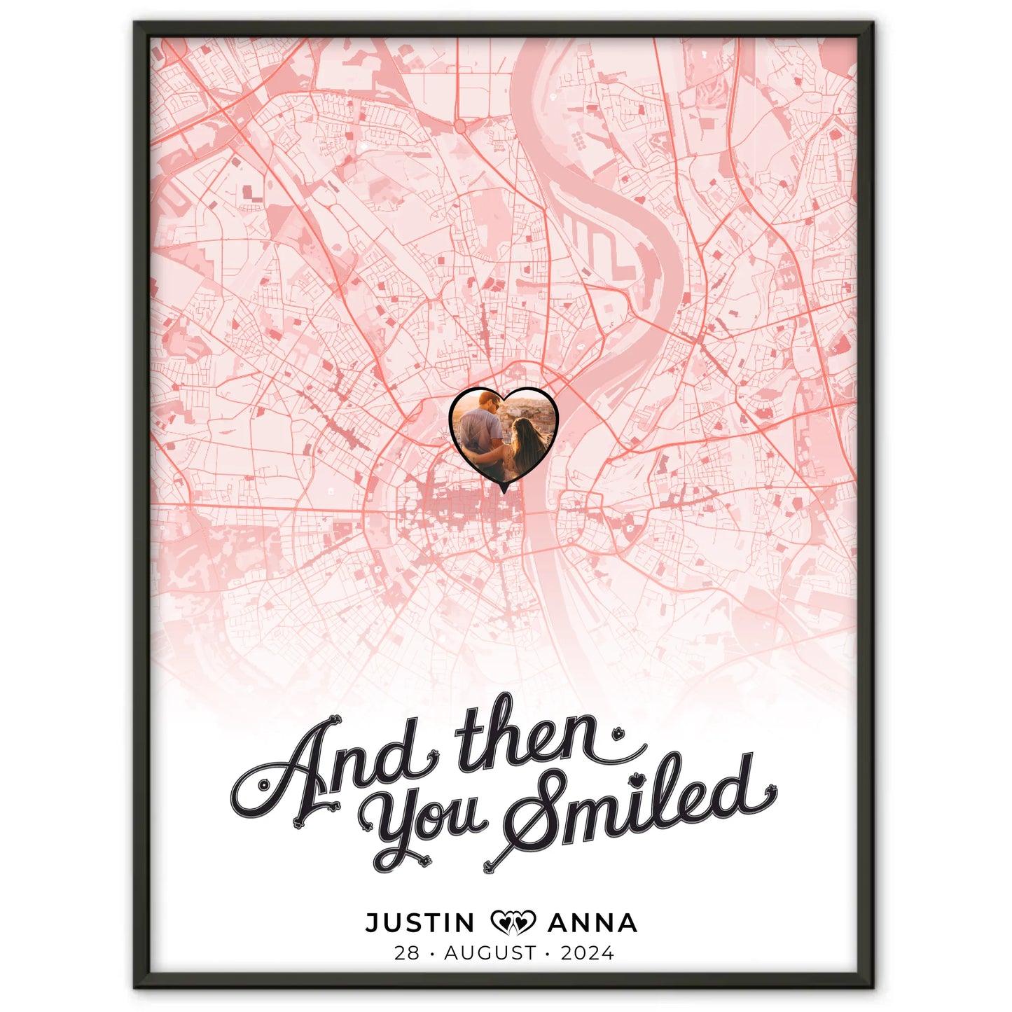 Personalisiert Stadtkarten Poster Paare And Then You Smiled Roserot