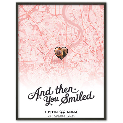 Personalisiert Stadtkarten Poster Paare And Then You Smiled Roserot