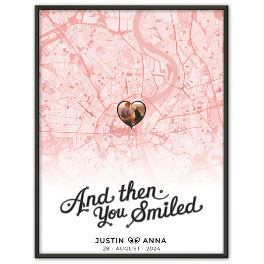 Personalisiert Stadtkarten Poster Paare And Then You Smiled Roserot