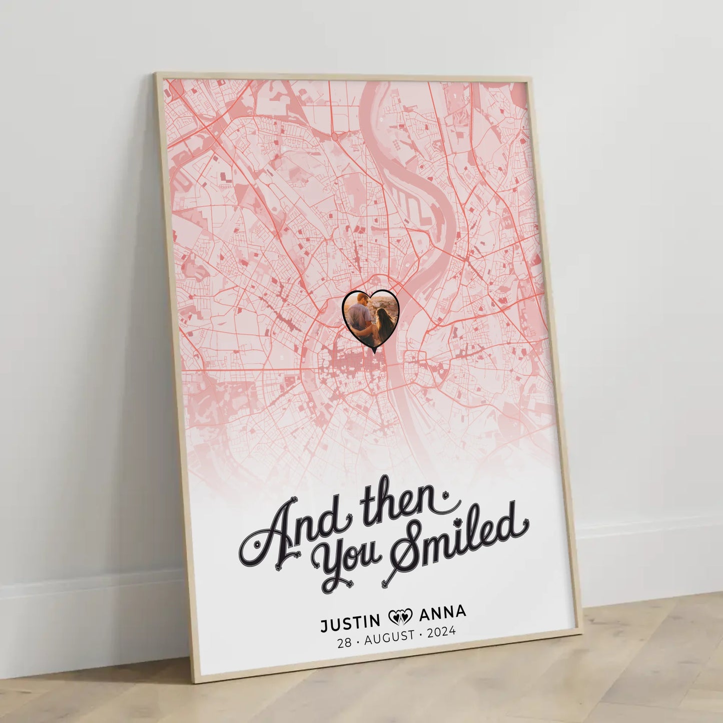 Personalisiert Stadtkarten Poster Paare And Then You Smiled Roserot
