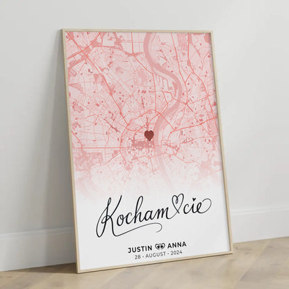Personalisiert Stadtkarten Poster Paare Kocham Cie Roserot Wo Alles Begann