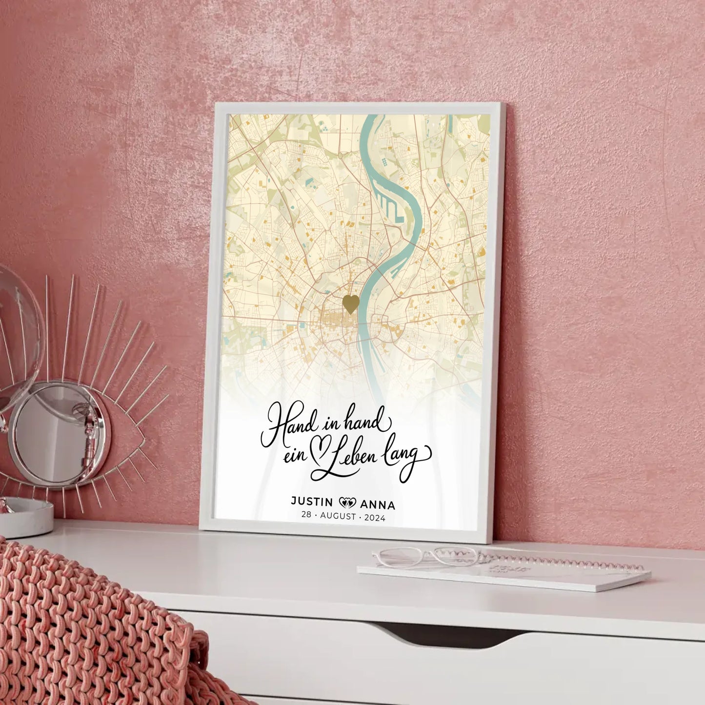 Personalisiert Stadtkarten Poster Paare Hand In Hand Vintage Wo Alles Begann