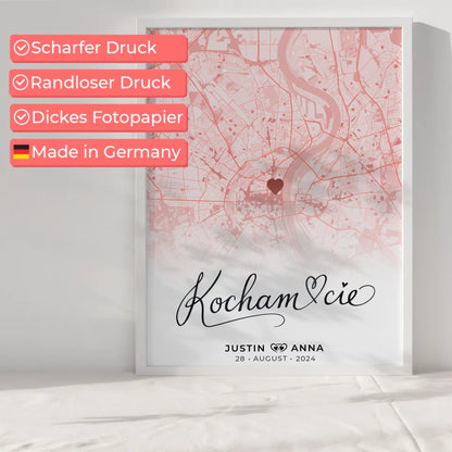 Personalisiert Stadtkarten Poster Paare Kocham Cie Roserot Wo Alles Begann