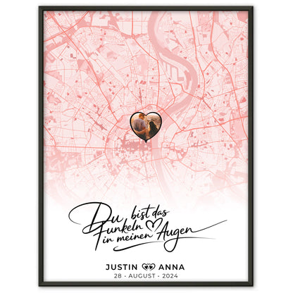 Personalisiert Stadtkarten Poster Paare Du Bist Das Funkeln Roserot