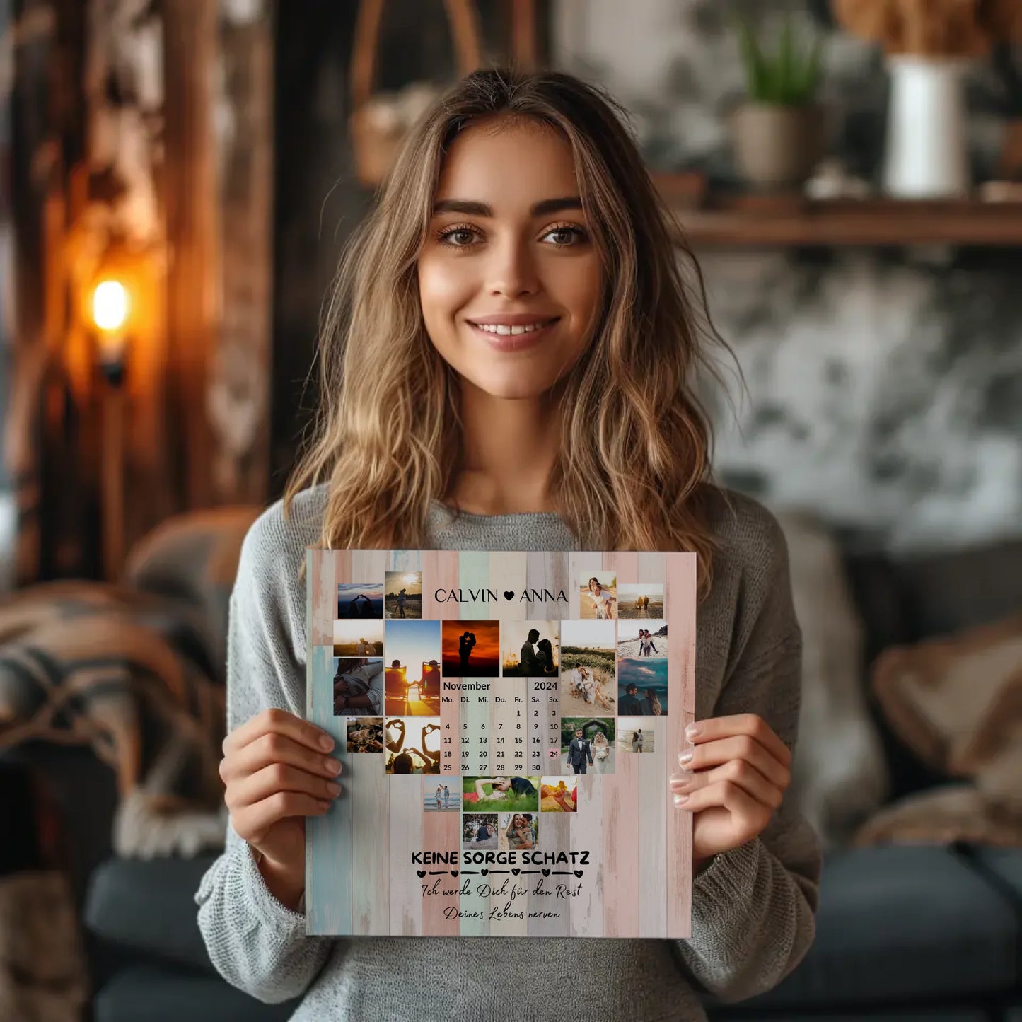 Poster Magnetisch Fotocollage Keine Sorge Schatz Geschenk