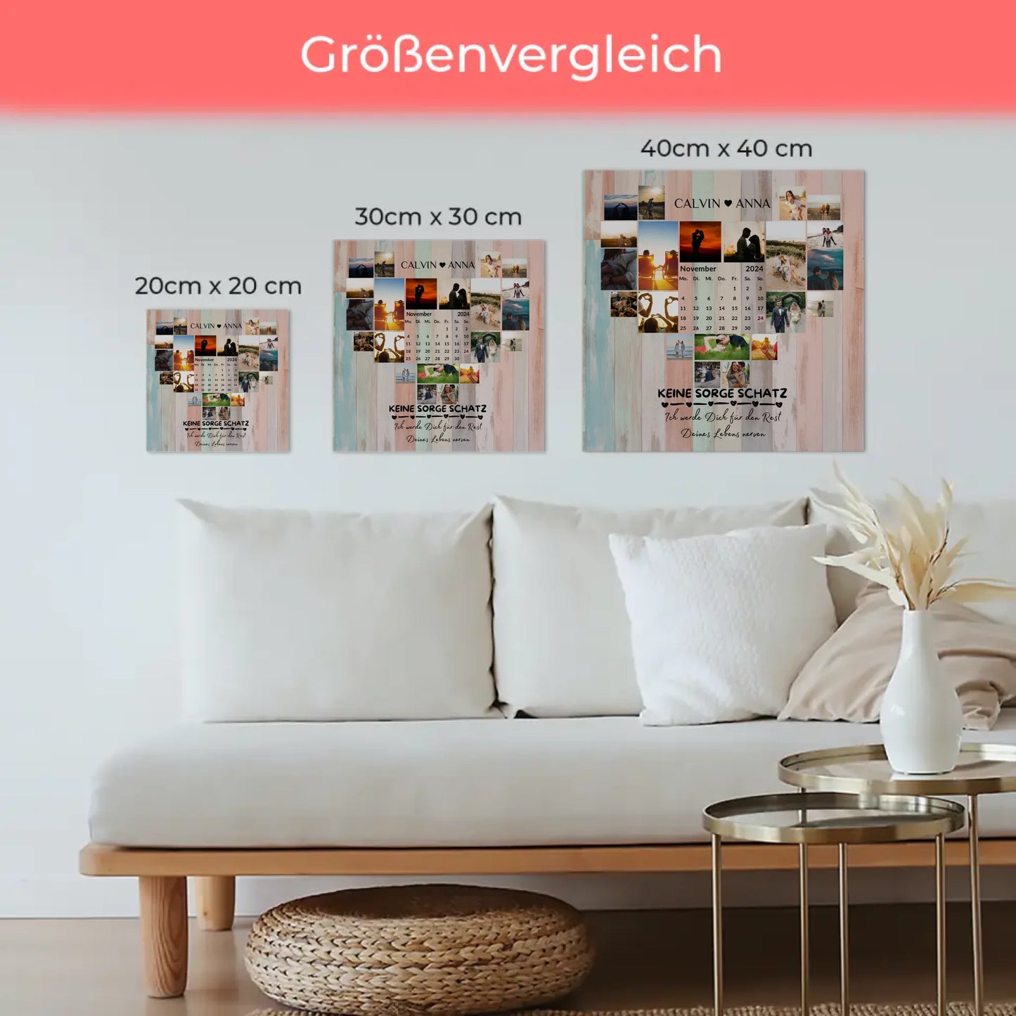 Poster Magnetisch Fotocollage Keine Sorge Schatz Geschenk