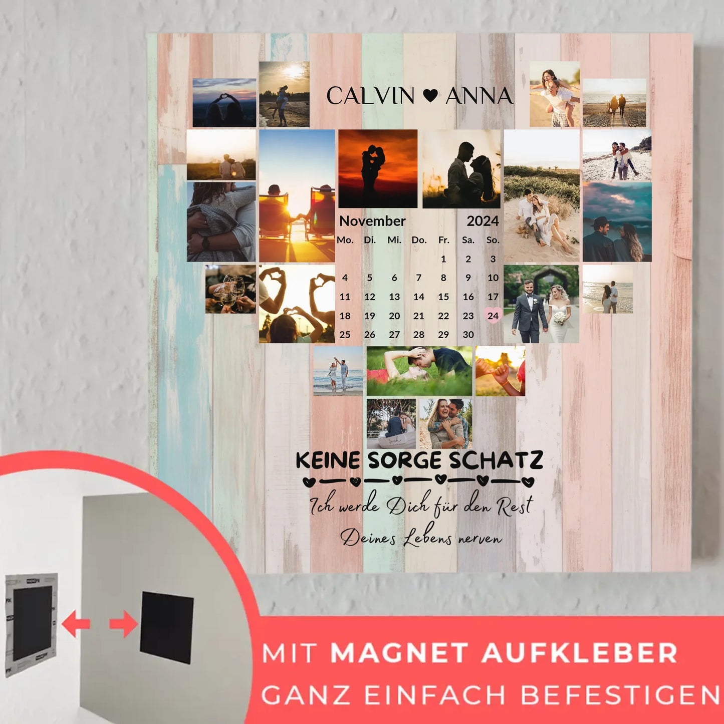 Poster Magnetisch Fotocollage Keine Sorge Schatz Geschenk