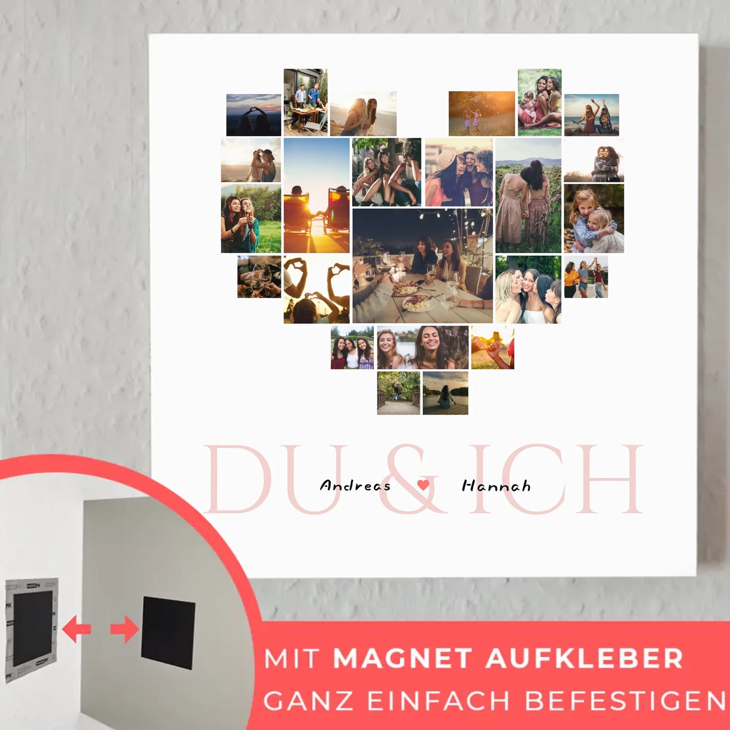Magnetisches Fotoboard für Paare für Valentinstag 24 Fotos & Namen