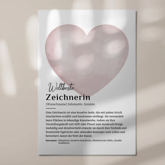 Poster Magnetisch Zeichnerin Zeichnen mit Namen Geschenkidee