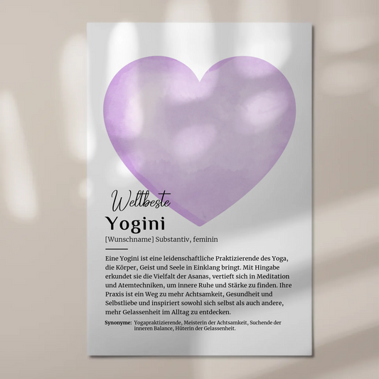 Magnetisches Yogini Yoga Poster mit Namen Geschenk