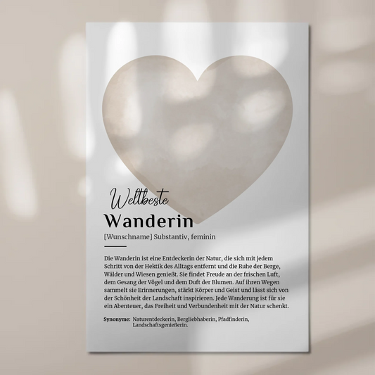 Magnet Poster Wanderin Wandern mit Namen Geschenkidee