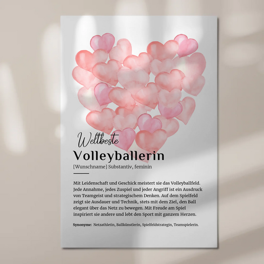 Personalisierbares Fotoboard Poster Volleyballerin Geschenk