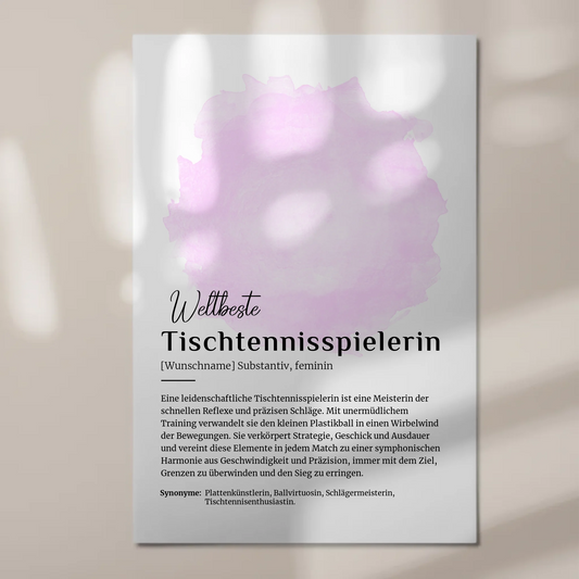 Magnet Poster Tischtennisspielerin mit Namen Geschenk