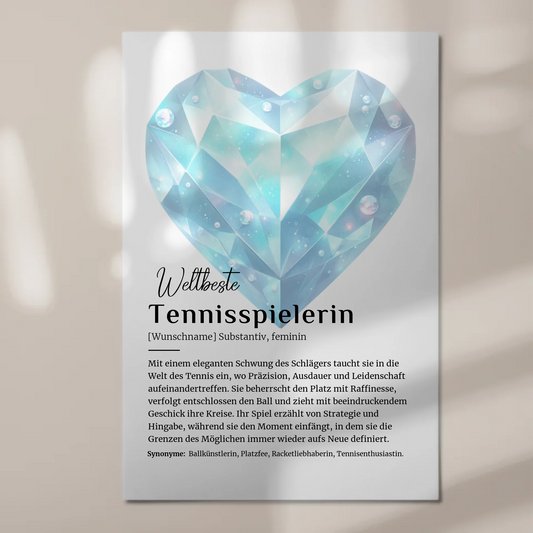 Magnetisches Fotoboard Tennisspielerin mit Namen Geschenkidee