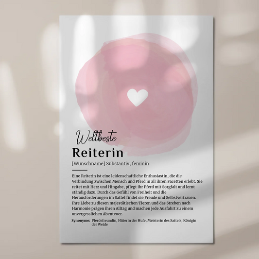 Fotoboard Magnet Poster Reiterin Reiten mit Namen Geschenk