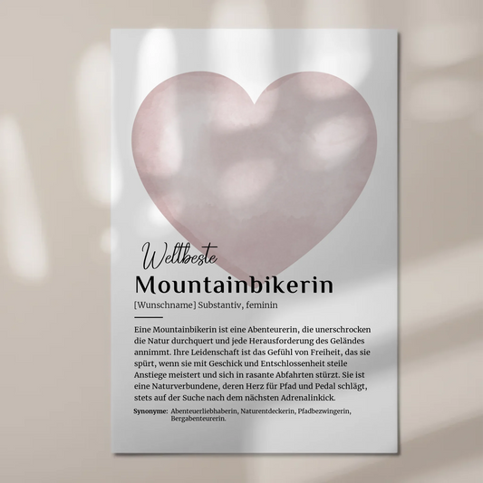 Poster Magnetisch Mountainbikerin mit Namen Geschenk
