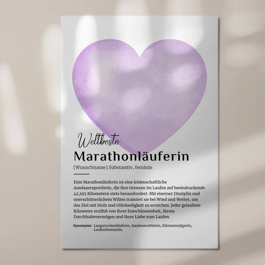 Fotoboard Magnetisch Marathonläuferin mit Namen Geschenkidee