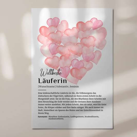 Fotoboard Magnet Wandbild Läuferin Laufen mit Namen