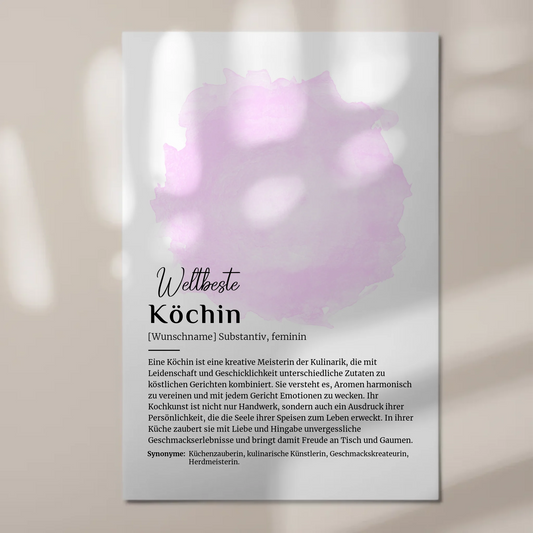 Fotoboard Poster Magnetisch Köchin Kochen mit Namen