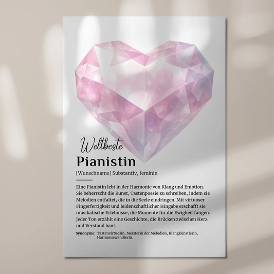 Magnetposter Fotoboard Pianistin Klavier mit Namen Geschenk