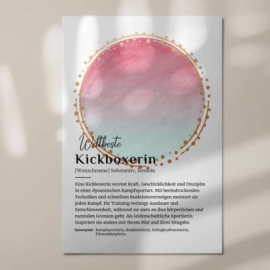 Fotoboard Magnetisch Kickboxerin mit Namen Geschenkidee