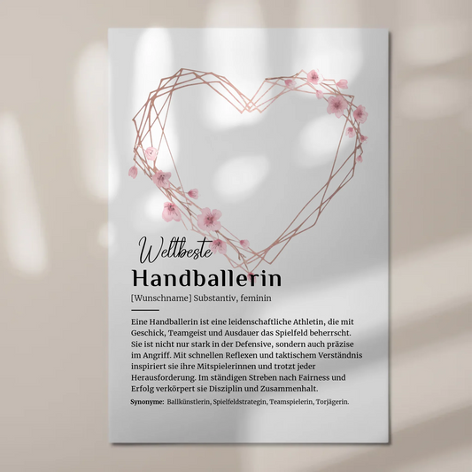 Fotoboard Magnetisch Handballerin mit Namen Geschenkidee
