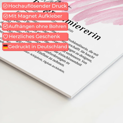 Fotoboard Magnetisch Programmiererin mit Namen Geschenk