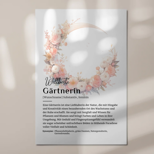 Magnetposter Fotoboard Gärtnerin Gartenarbeit mit Namen