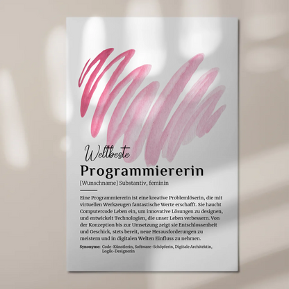 Fotoboard Magnetisch Programmiererin mit Namen Geschenk