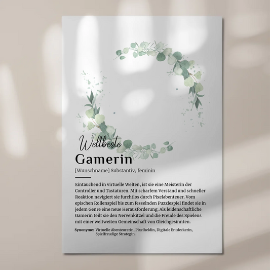 Magnetisches Gamerin Poster mit Namen Geschenkidee