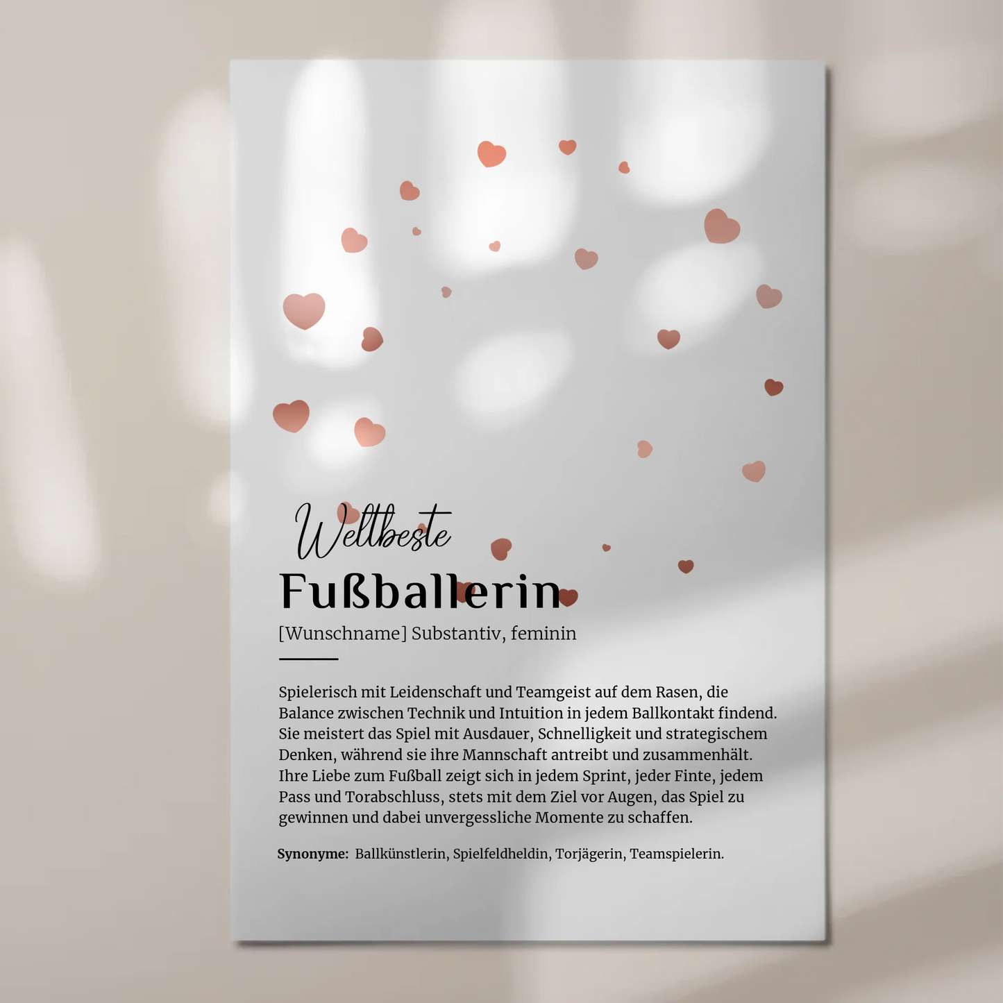 Magnetposter Fotoboard Fußballerin mit Namen Geschenk