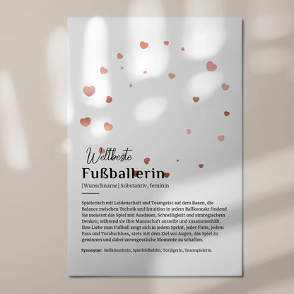 Magnetposter Fotoboard Fußballerin mit Namen Geschenk