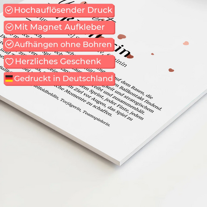 Magnetposter Fotoboard Fußballerin mit Namen Geschenk