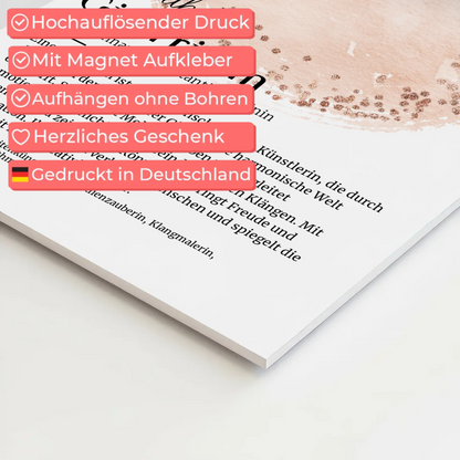 Magnet Poster Gitarristin Gitarre mit Namen Geschenkidee