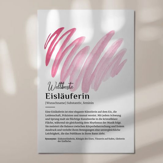 Fotoboard Poster Magnetisch Eisläuferin mit Namen Geschenk