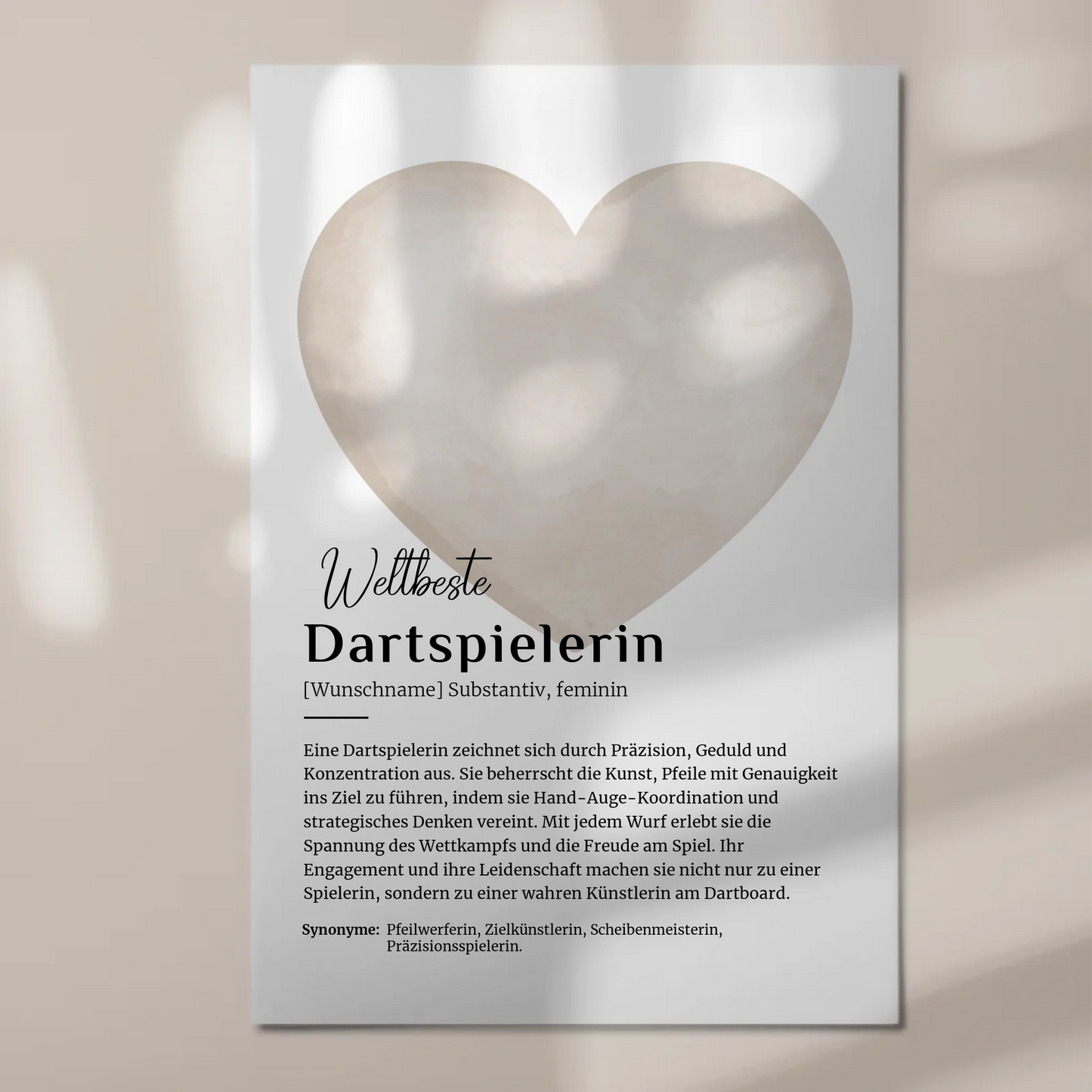 Fotoboard Poster Magnetisch Dartspielerin mit Namen Geschenk