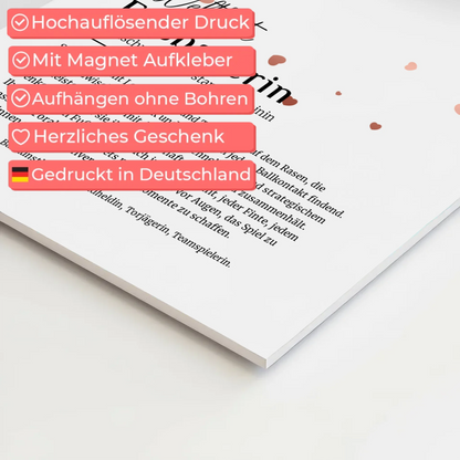 Magnetposter Fotoboard Fußballerin mit Namen Geschenk