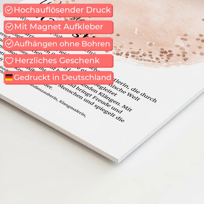 Magnet Poster Gitarristin Gitarre mit Namen Geschenkidee