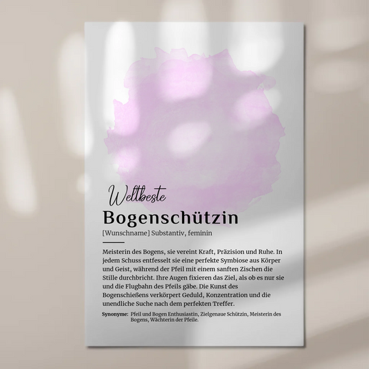Fotoboard Magnetisch Bogenschützin mit Namen Geschenk