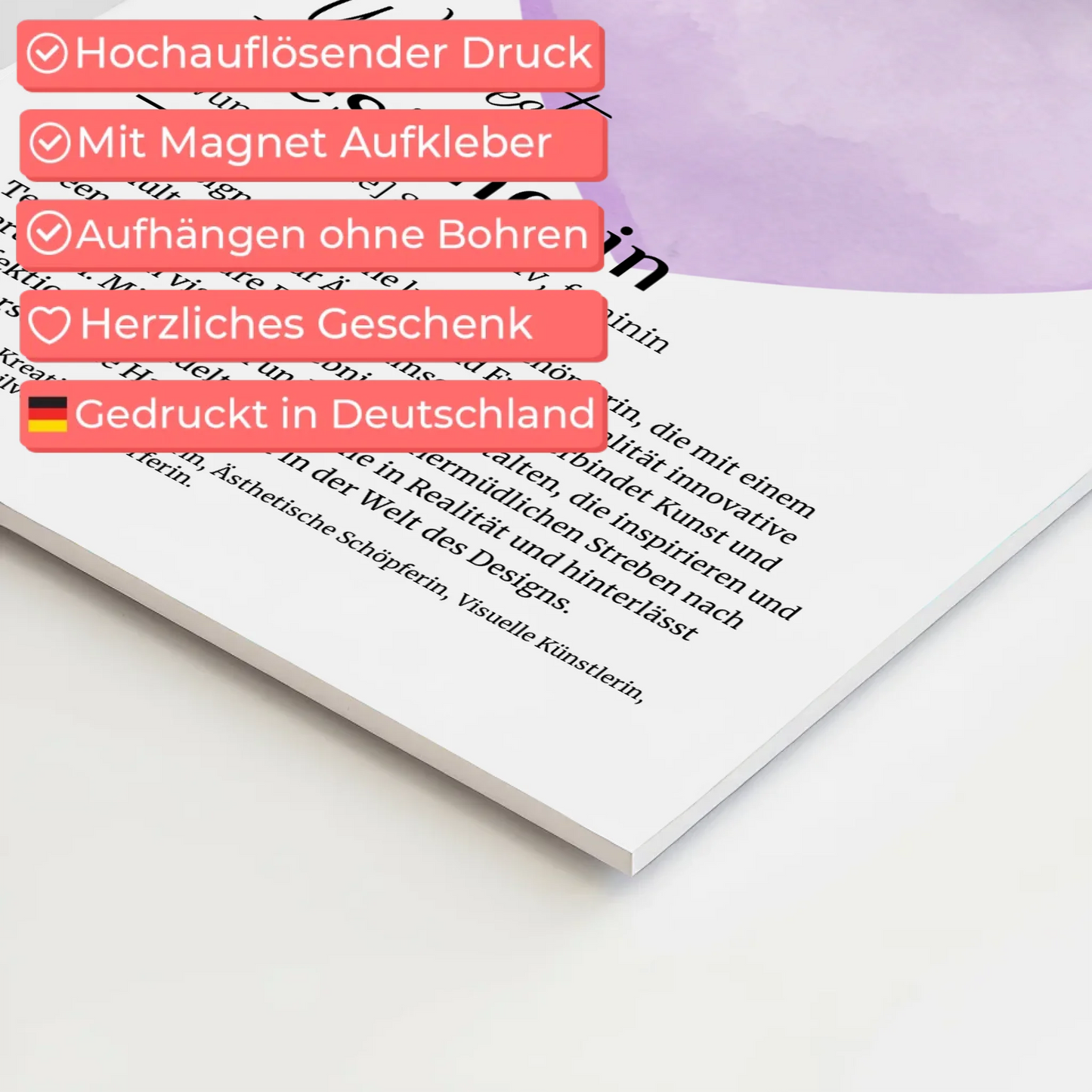 Magnetisches Fotoboard Designerin Design mit Namen Geschenk