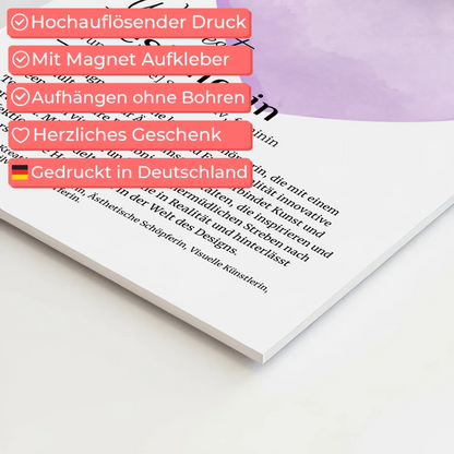 Magnetisches Fotoboard Designerin Design mit Namen Geschenk