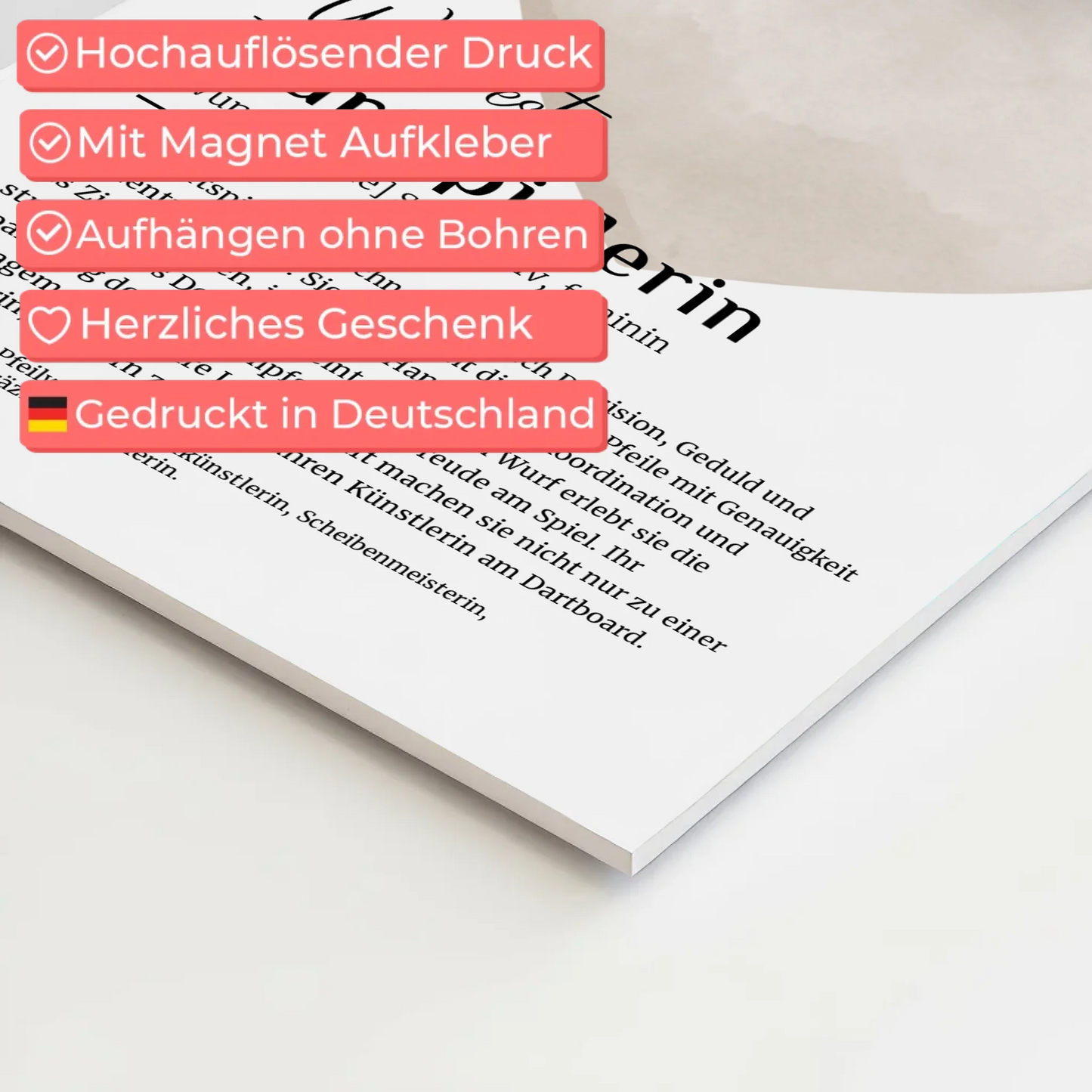 Fotoboard Poster Magnetisch Dartspielerin mit Namen Geschenk