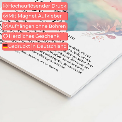 Magnetposter Fotoboard Bowlerin Bowling mit Namen Geschenk