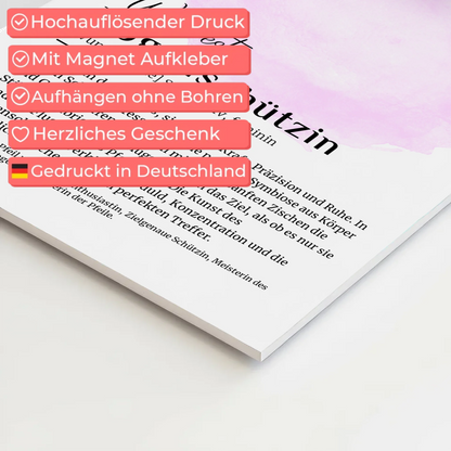 Fotoboard Magnetisch Bogenschützin mit Namen Geschenk