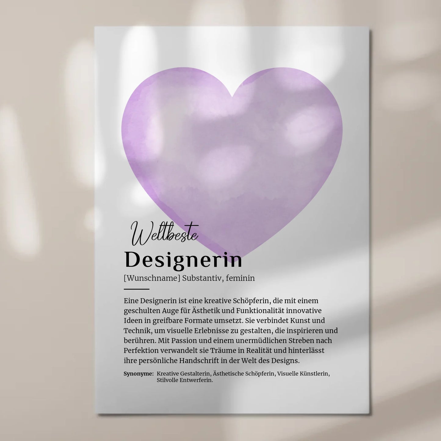 Magnetisches Fotoboard Designerin Design mit Namen Geschenk