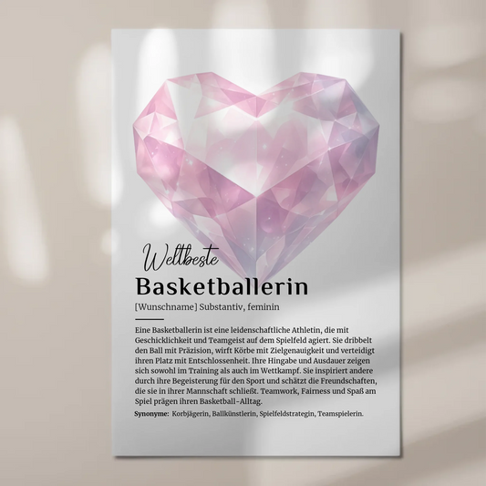Magnetposter Fotoboard Basketballerin mit Namen Geschenk
